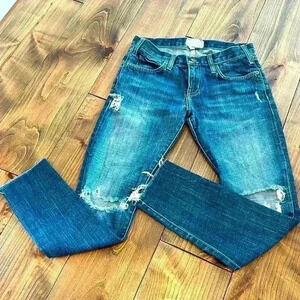 Current/Elliott Distressed straight leg jeans